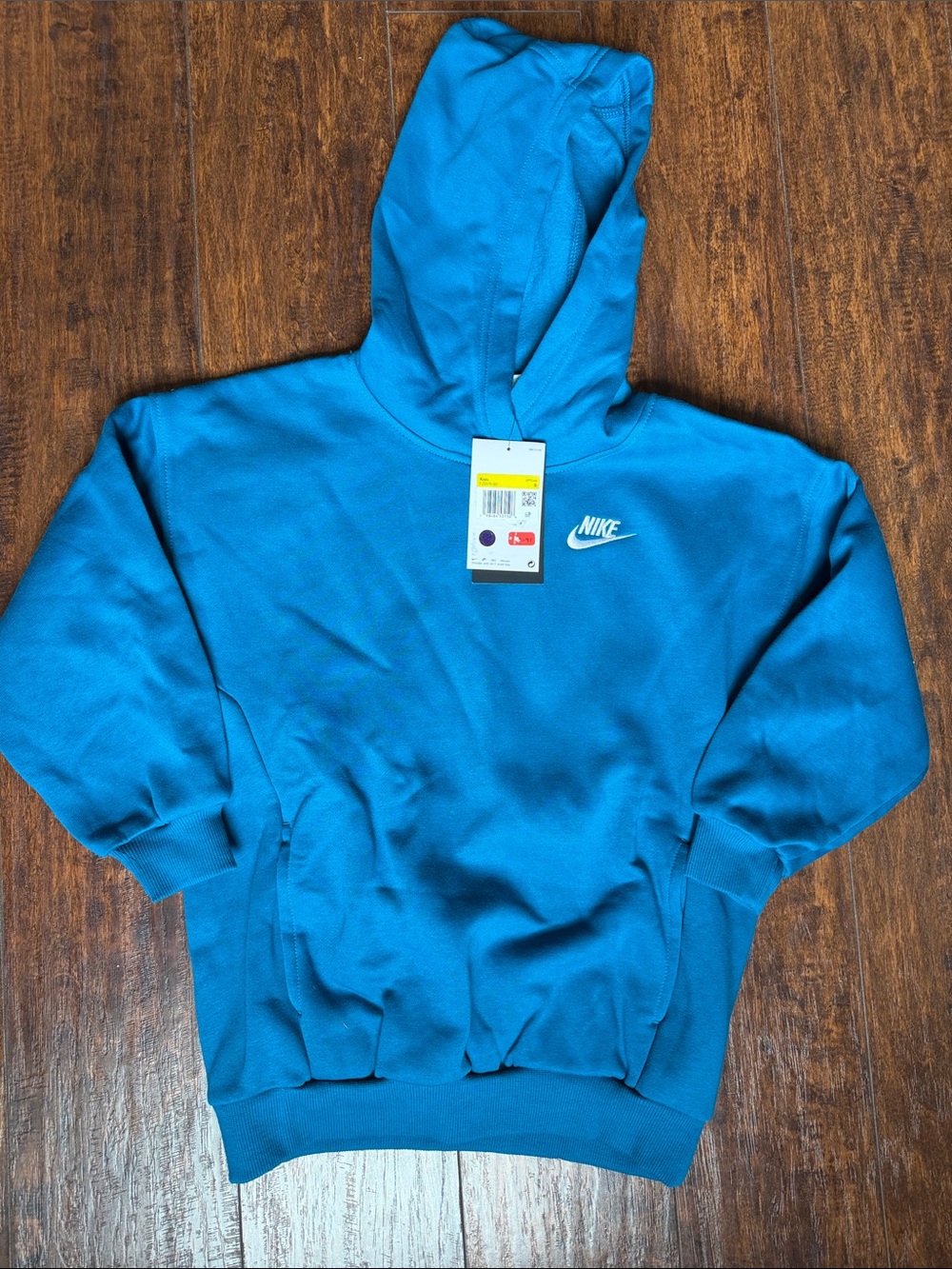Nike Blue Kids Pullover Hoodie with White Swoosh